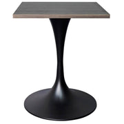 Verve Collection 24"Square Dining Table, Black/White/Brushed Gold Base with MDF Top 27 Inch Black Dark Maple Wood Dining Table Leisuremod