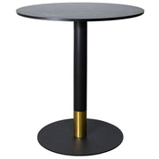 Vail Collection Dining Table Black Base With 27"/36" Round Black MDF Wood/Sintered Stone Top 36 Inches Light Wood Brown Wood Dining Table Leisuremod