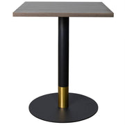 Vail Collection Dining Table Black/Gold Round Base With 24" Square Black MDF Top Black Gold Dark Brown Dining Table Leisuremod
