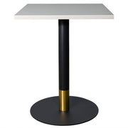 Vail Collection Dining Table Black/Gold Round Base With 24" Square Black MDF Top Black Gold Light Wood Brown Dining Table Leisuremod