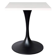 Verve Collection 24"Square Dining Table, Black/White/Brushed Gold Base with MDF Top 27 Inch Black Light Natural Wood Dining Table Leisuremod