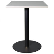 Vail Collection Dining Table Black/Gold Round Base With 24" Square Black MDF Top Black Light Wood Brown Dining Table Leisuremod
