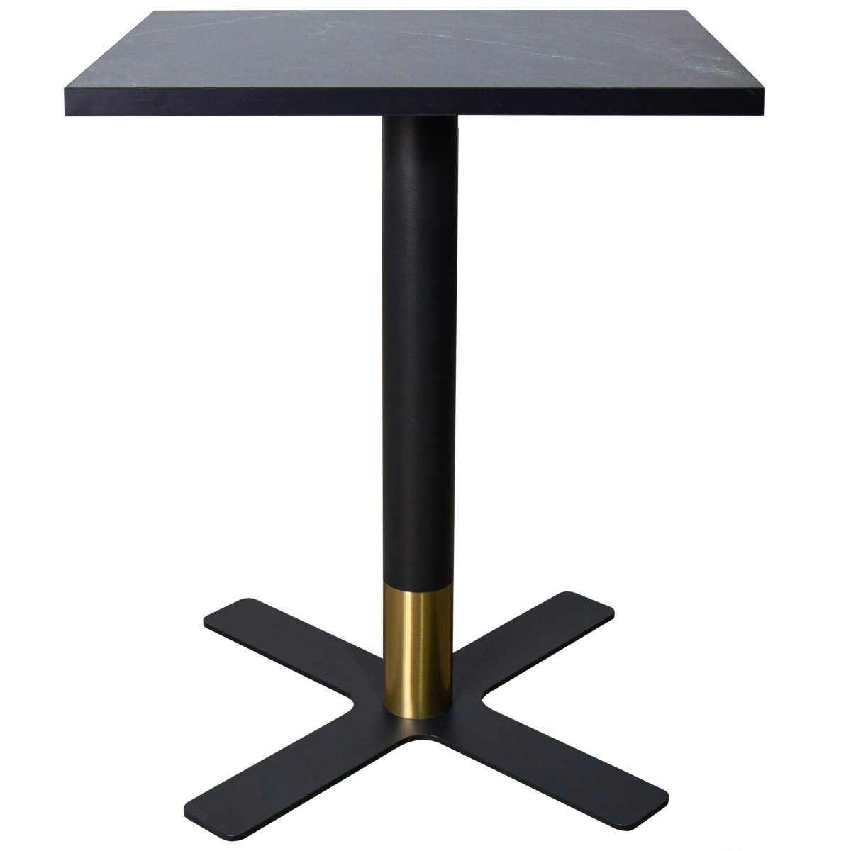 Vail Collection Dining Table Black/Gold X Base With 24" Square MDF Top Black Dining Table Leisuremod