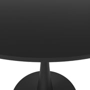 Bristol Round Dining Table with MDF/Sintered Stone/Glass Tabletop in Black Steel Base MDF 31 Inches Black Dining Table Leisuremod