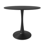 Bristol Round Dining Table with MDF/Sintered Stone/Glass Tabletop in Black Steel Base MDF 31 Inches Black Dining Table Leisuremod
