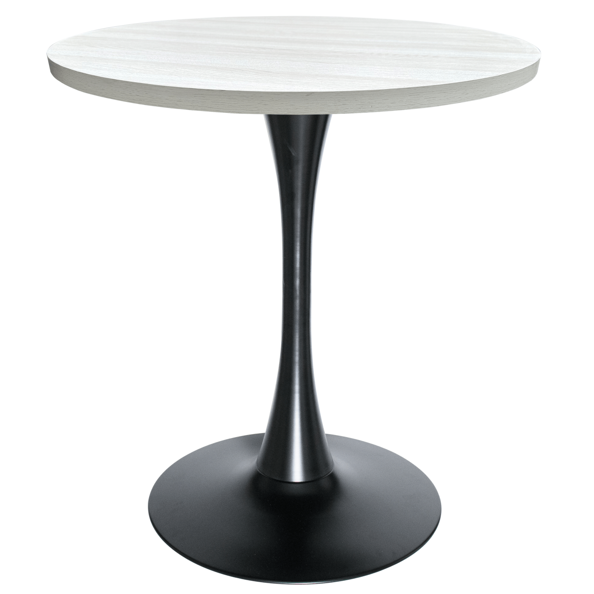 Bristol Round Dining Table with MDF/Sintered Stone/Glass Tabletop in Black Steel Base MDF 27 Inches White Dining Table Leisuremod