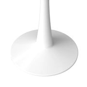 Bristol Square Dining Table with Marble White MDF Top and Steel Pedestal Base 35" Wide White Dining Table LeisureMod