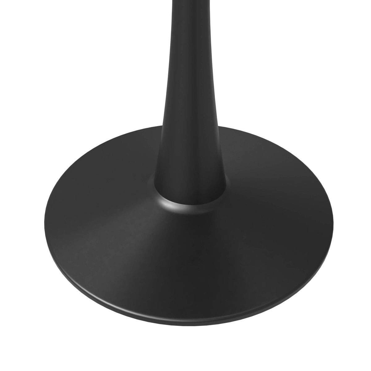 Bristol Square Dining Table with Marble White MDF Top and Steel Pedestal Base 27" Wide Black Dining Table LeisureMod