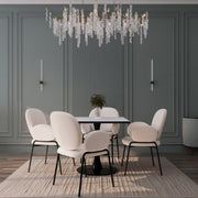 Bristol Square Dining Table with Marble White MDF Top and Steel Pedestal Base 27" Wide Black Dining Table LeisureMod