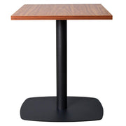 Vail Collection Dining Table Black Rectangle Base With 24" Square MDF Top Cognac Brown Dining Table Leisuremod