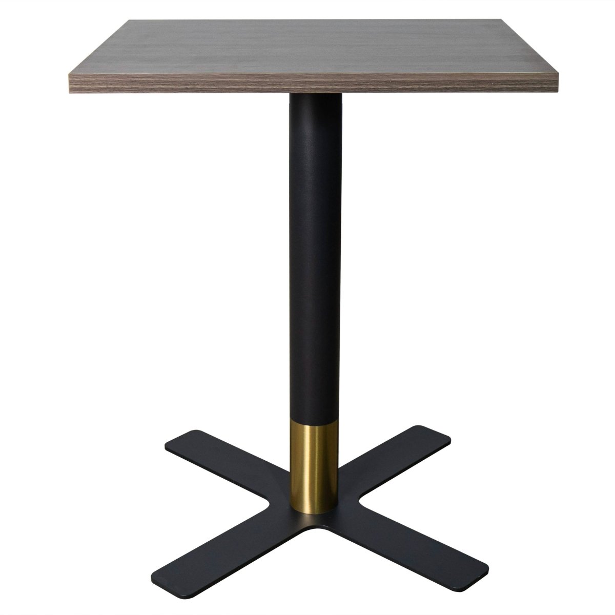 Vail Collection Dining Table Black/Gold X Base With 24" Square MDF Top Dark Brown Dining Table Leisuremod