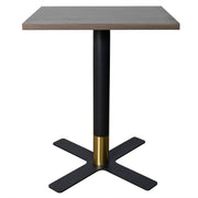 Vail Collection Dining Table Black/Gold X Base With 24" Square MDF Top Dark Brown Dining Table Leisuremod