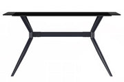 Elega Rectangular Dining Table with Sintered Stone/Glass Rectangular Top and Black Stainless Steel Base Sintered Stone 55 Inches Wide White Dining Table Leisuremod