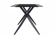 Elega Rectangular Dining Table with Sintered Stone/Glass Rectangular Top and Black Stainless Steel Base Glass Clear Dining Table Leisuremod