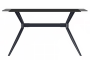 Elega Rectangular Dining Table with Sintered Stone/Glass Rectangular Top and Black Stainless Steel Base Glass Clear Dining Table Leisuremod