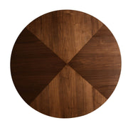 Fynix 47” Round Dining Table with Ash Wood Veneer Top and Pedestal Base Walnut Dining Table Leisuremod