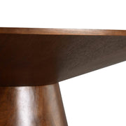 Fynix 47” Round Dining Table with Ash Wood Veneer Top and Pedestal Base Walnut Dining Table Leisuremod