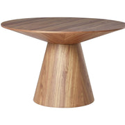 Fynix 47” Round Dining Table with Ash Wood Veneer Top and Pedestal Base Natural Wood Dining Table Leisuremod