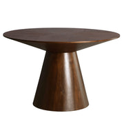 Fynix 47” Round Dining Table with Ash Wood Veneer Top and Pedestal Base Walnut Dining Table Leisuremod