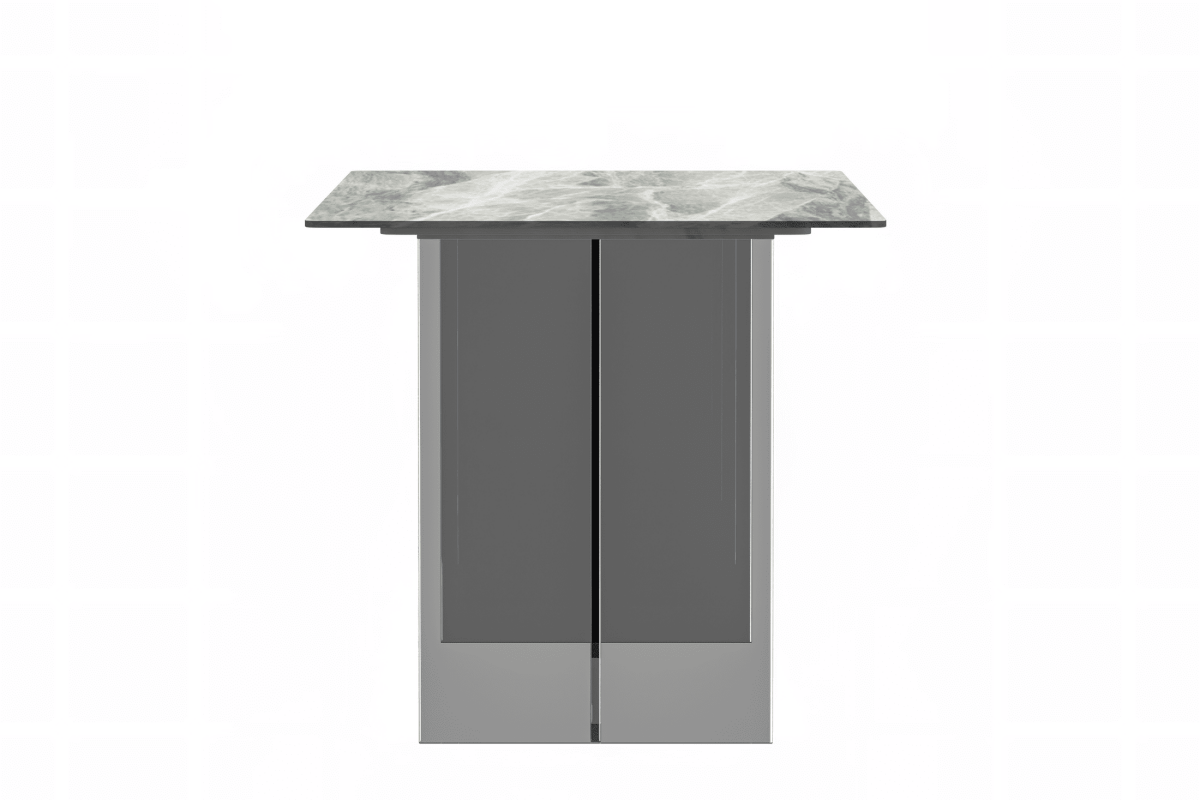 Kova Rectangular Dining Table with Sintered Stone/Glass Top and Acrylic Base Legs Sintered Stone Deep Grey Dining Table Leisuremod
