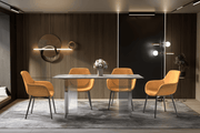 Kova Rectangular Dining Table with Sintered Stone/Glass Top and Acrylic Base Legs Sintered Stone Deep Grey Dining Table Leisuremod