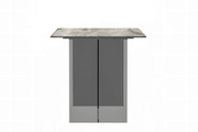 Kova Rectangular Dining Table with Sintered Stone/Glass Top and Acrylic Base Legs Sintered Stone Deep Grey Dining Table Leisuremod