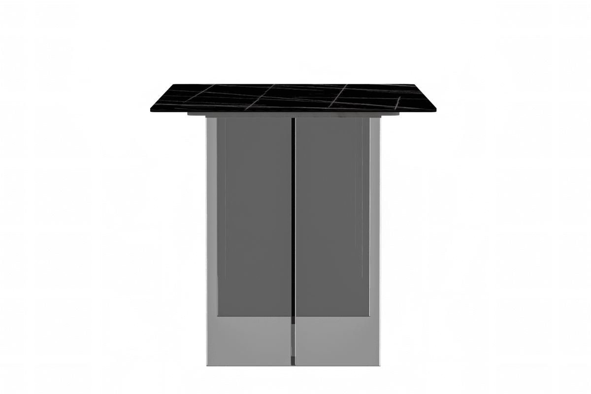 Kova Rectangular Dining Table with Sintered Stone/Glass Top and Acrylic Base Legs Sintered Stone Black Gold Dining Table Leisuremod