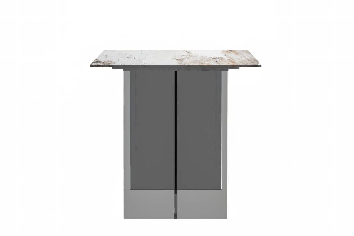 Kova Rectangular Dining Table with Sintered Stone/Glass Top and Acrylic Base Legs Sintered Stone Black Gold Dining Table Leisuremod