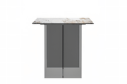 Kova Rectangular Dining Table with Sintered Stone/Glass Top and Acrylic Base Legs Sintered Stone Black Gold Dining Table Leisuremod