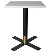 Vail Collection Dining Table Black/Gold X Base With 24" Square MDF Top Light Wood Brown Dining Table Leisuremod