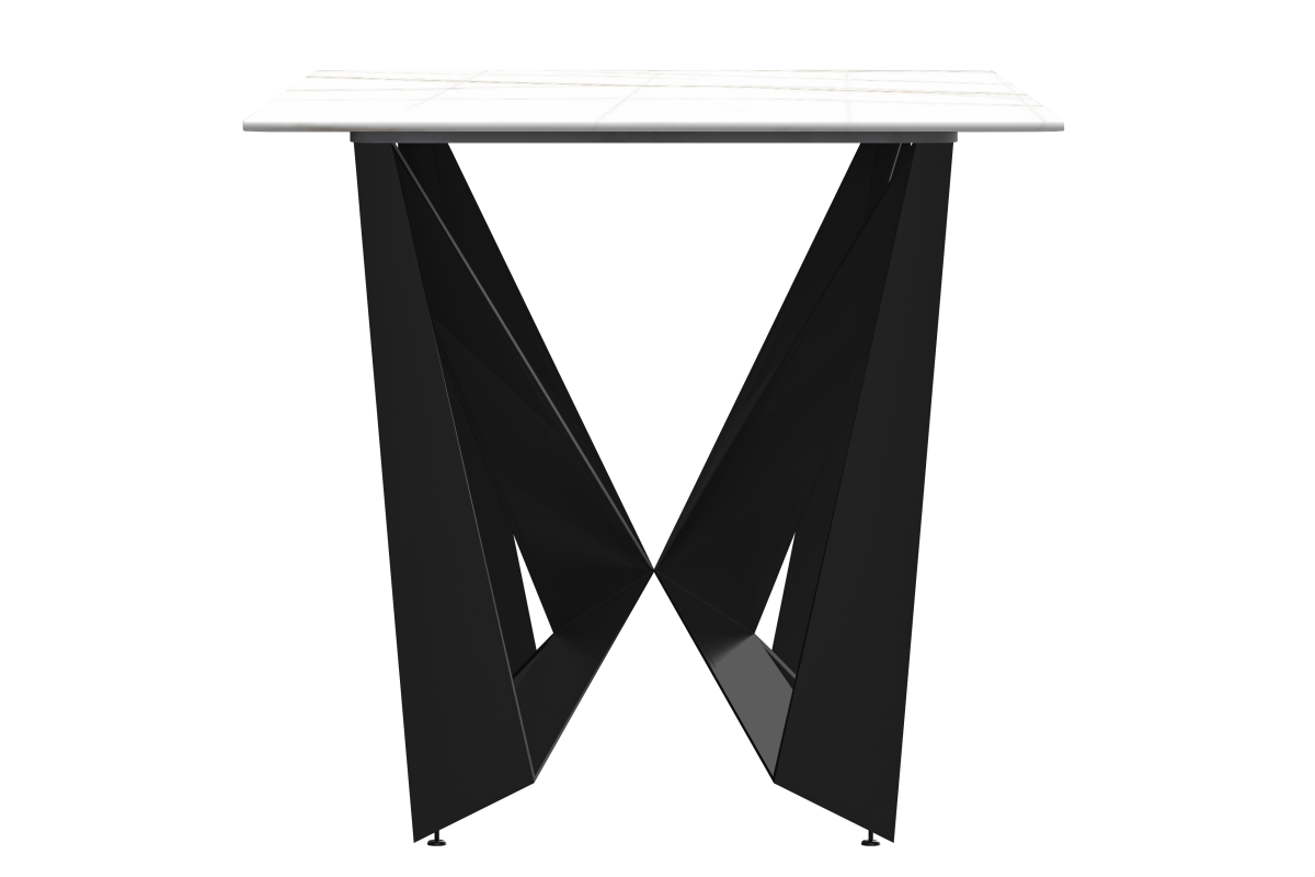Nuvor Dining Table with Rectangular Sintered Stone/Glass Tabletop and Black Steel Legs Sintered Stone 55 Inches Wide Light Grey Dining Table Leisuremod