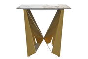 Nuvor Dining Table with Rectangular Sintered Stone/Glass Tabletop and Gold Steel Legs Sintered Stone 55 Inches Wide Black and Gold Dining Table Leisuremod