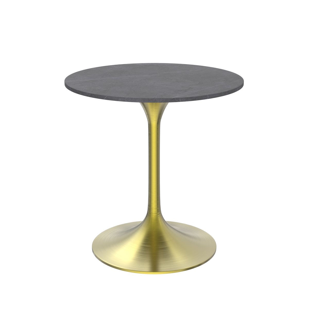Verve Round Dining Table with MDF/Sintered Stone/Resin Tabletop in Gold Stainless Steel Pedestal Base Sintered Stone 27 Inch Grey Dining Table Leisuremod