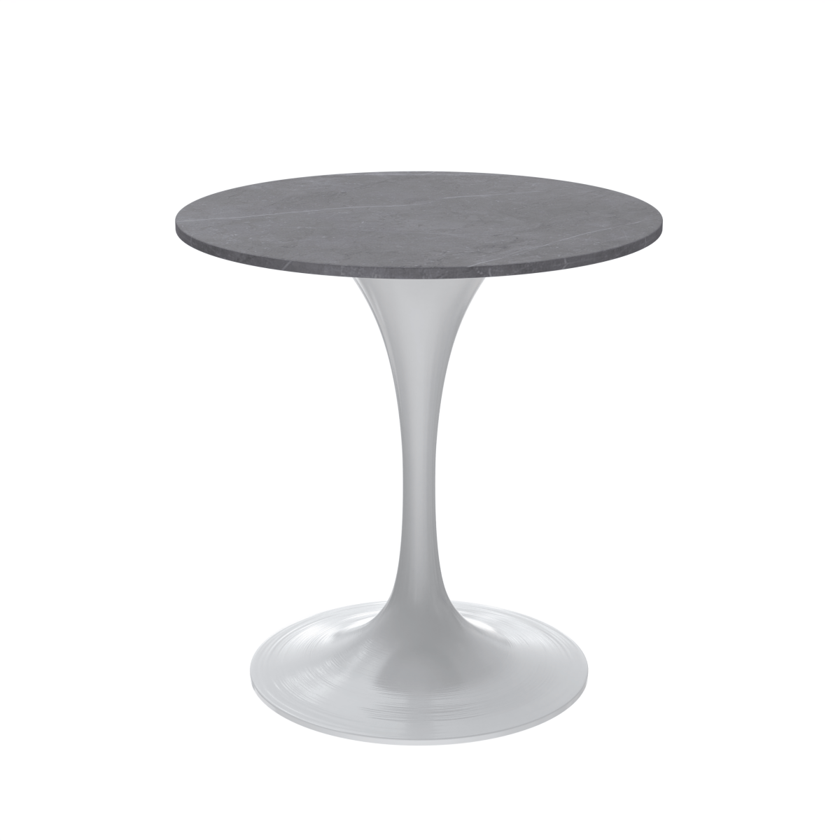 Verve Round Dining Table with MDF/Sintered Stone/Resin Tabletop in White Stainless Steel Pedestal Base Sintered Stone 27 Inch Grey Dining Table Leisuremod