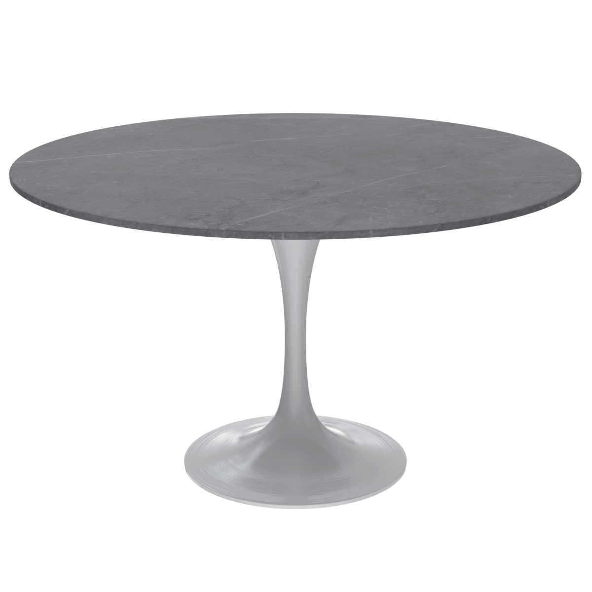 Verve Round Dining Table with MDF/Sintered Stone/Resin Tabletop in White Stainless Steel Pedestal Base Sintered Stone 48 Inch Grey Dining Table Leisuremod