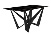 Nuvor Dining Table with Rectangular Sintered Stone/Glass Tabletop and Black Steel Legs Sintered Stone 55 Inches Wide Light Grey Dining Table Leisuremod