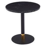 Vail Collection Dining Table Black/Gold Round Base With 27"/36" Round Sintered Stone and MDF Wood Top Stone 27 Inches Black Dining Table Leisuremod