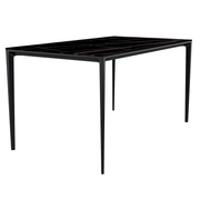 Avo Rectangular Dining Table with Sintered Stone/Glass Tabletop in Black Aluminum Base Dining Table Leisuremod