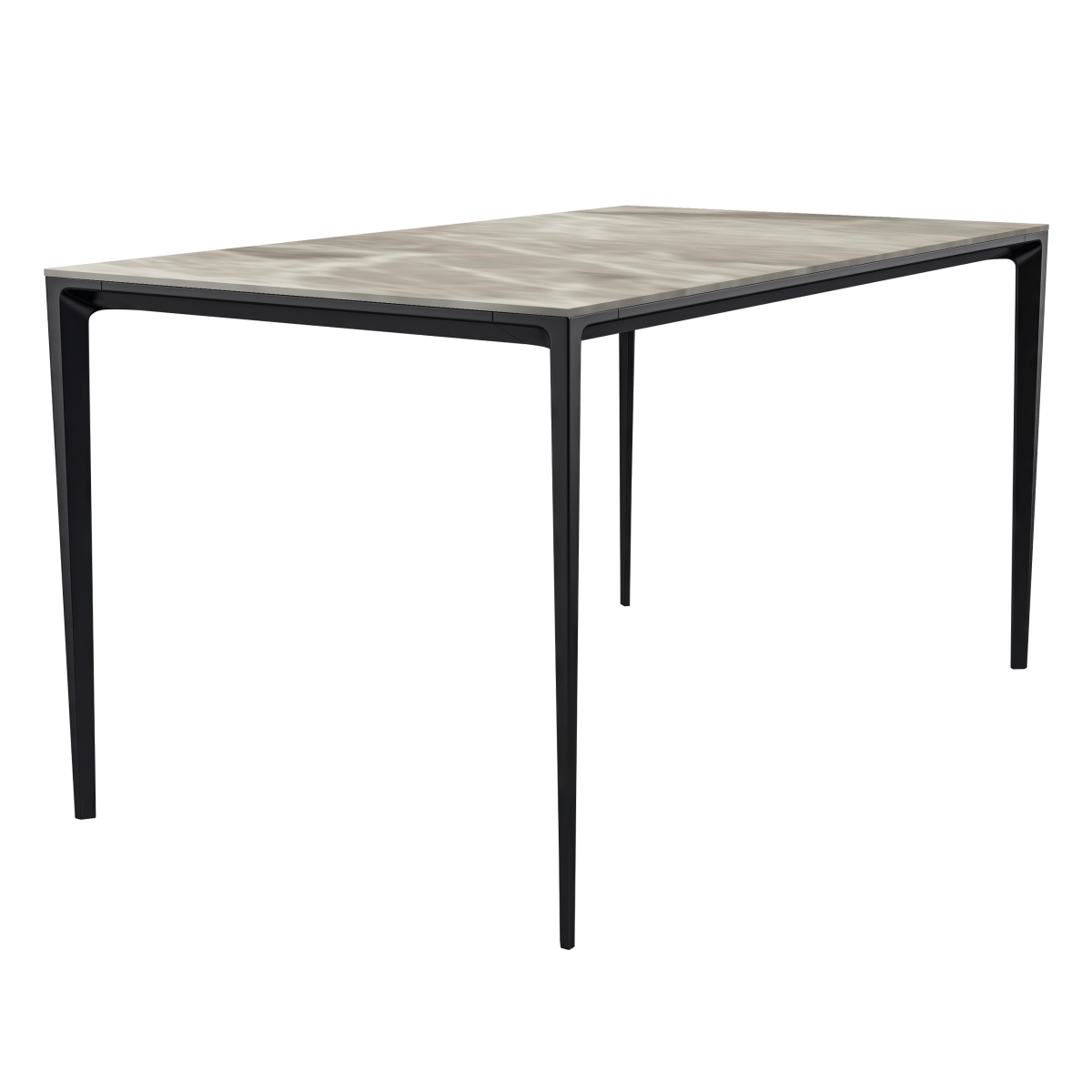 Avo Rectangular Dining Table with Sintered Stone/Glass Tabletop in Black Aluminum Base Stone 55 Inches Wide Deep Grey Dining Table Leisuremod