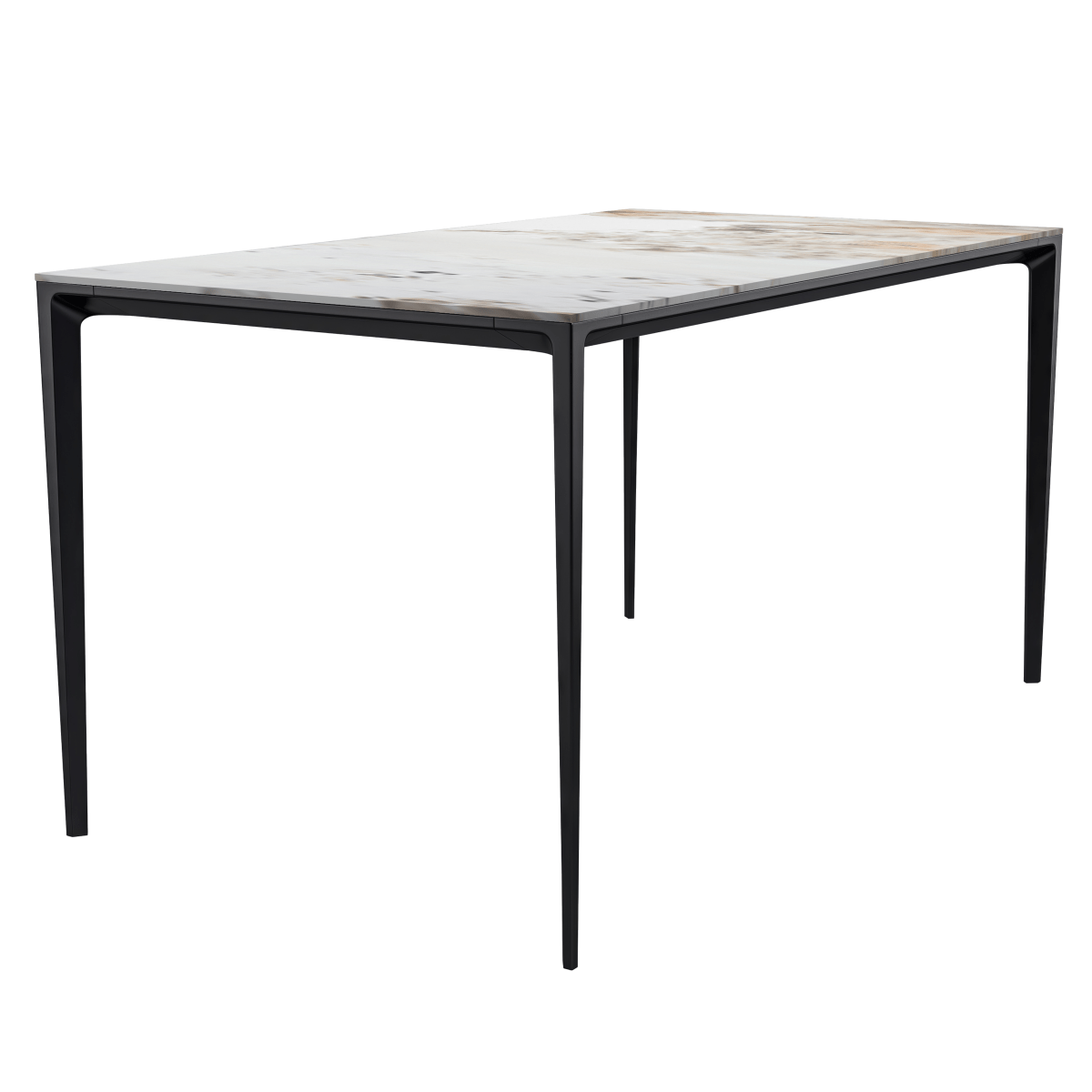Avo Rectangular Dining Table with Sintered Stone/Glass Tabletop in Black Aluminum Base Glass Clear Dining Table Leisuremod