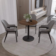 Vail Collection Dining Table Black Base With 27"/36" Round Black MDF Wood/Sintered Stone Top 36 Inches Dark Brown Wood Dining Table Leisuremod