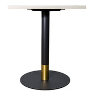 Vail Collection Dining Table Black/Gold Round Base With 24" Square Black MDF Top Black Gold Light Wood Brown Dining Table Leisuremod
