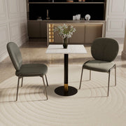 Vail Collection Dining Table Black/Gold Round Base With 24" Square Black MDF Top Black Gold Light Wood Brown Dining Table Leisuremod