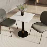 Vail Collection Dining Table Black/Gold Round Base With 24" Square Black MDF Top Black Gold Light Wood Brown Dining Table Leisuremod