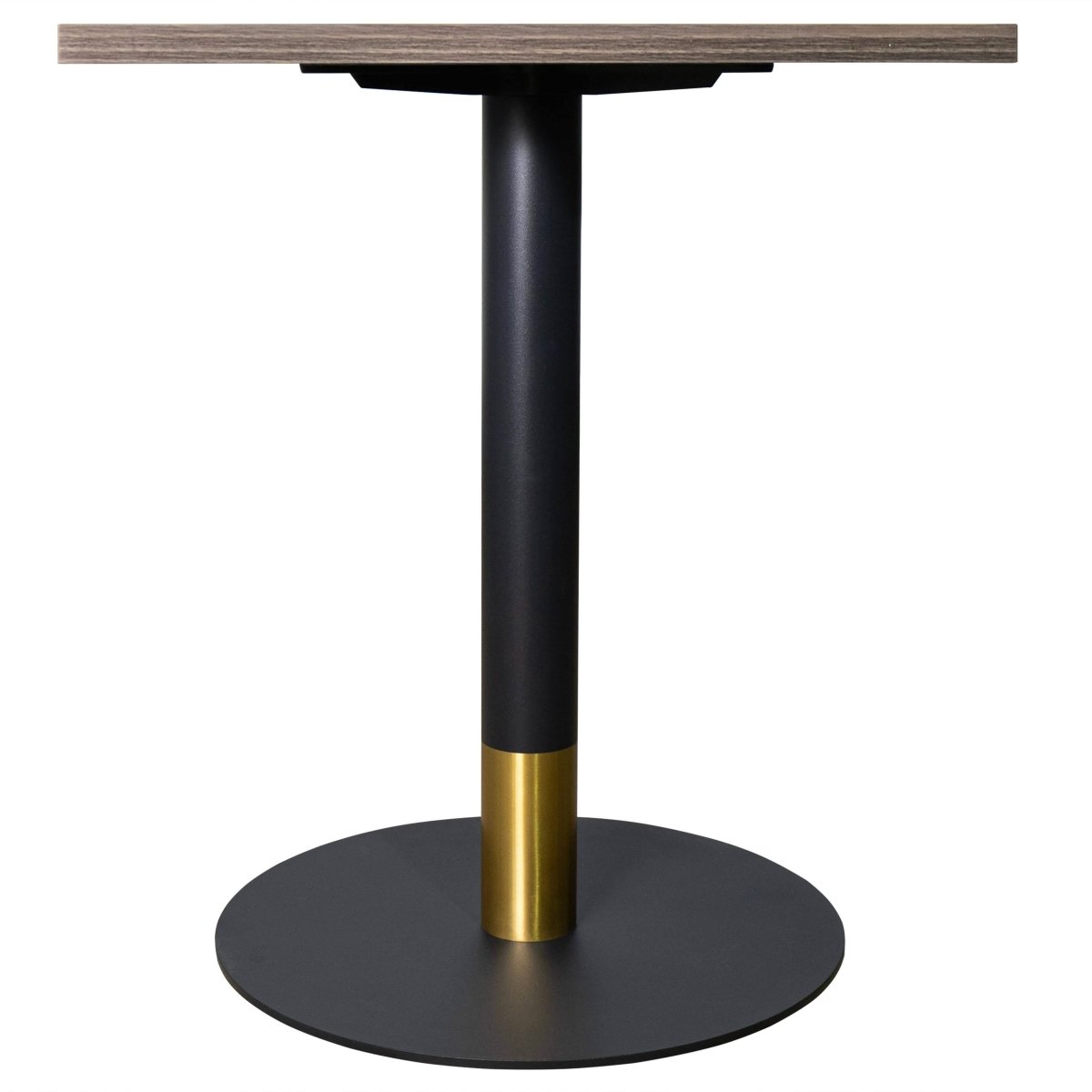 Vail Collection Dining Table Black/Gold Round Base With 24" Square Black MDF Top Black Gold Dark Brown Dining Table Leisuremod