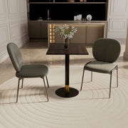 Vail Collection Dining Table Black/Gold Round Base With 24" Square Black MDF Top Black Gold Dark Brown Dining Table Leisuremod