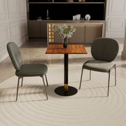 Vail Collection Dining Table Black/Gold Round Base With 24" Square Black MDF Top Black Gold Cognac Brown Dining Table Leisuremod