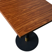 Vail Collection Dining Table Black/Gold Round Base With 24" Square Black MDF Top Black Gold Cognac Brown Dining Table Leisuremod