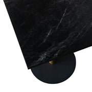 Vail Collection Dining Table Black/Gold Round Base With 24" Square Black MDF Top Black Gold Black Dining Table Leisuremod