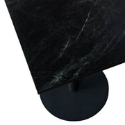 Vail Collection Dining Table Black/Gold Round Base With 24" Square Black MDF Top Black Black Dining Table Leisuremod